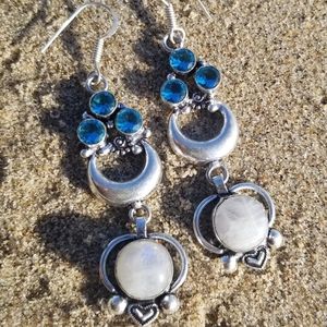 Moonstone and Blue Topaz Earrings